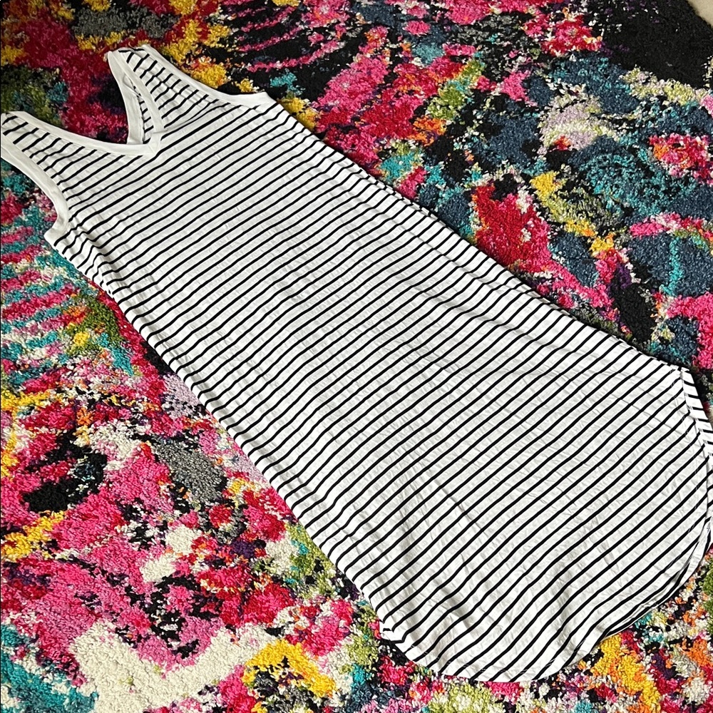 Striped Sleeveless V-Neck Maxi Dress